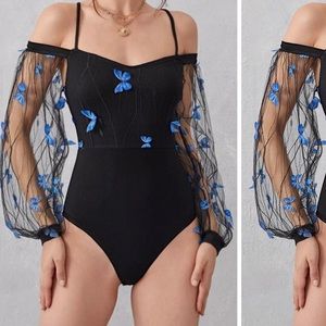Shein butterfly bodysuit with 3D butterflies